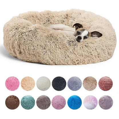 Round Plush Dog & Cat Bed | Non-Slip | Machine Washable | 6 Sizes