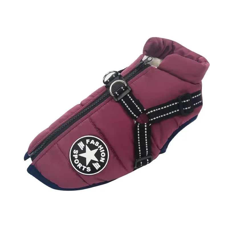 Waterproof Winter Dog Jacket With Built-In Harness | Sizes S–4XL