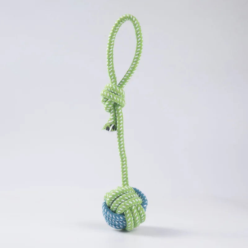 Interactive Cotton Rope Dog Toy | Chew & Tug | Toothbrush Ball | Small & Large Dogs