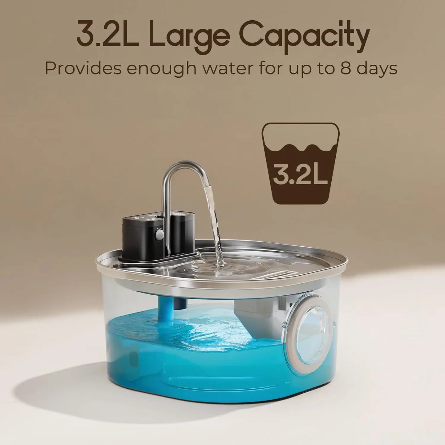 Smart Sensor Pet Water Fountain | 3L Stainless Steel | Wireless Rechargeable | Cat & Dog