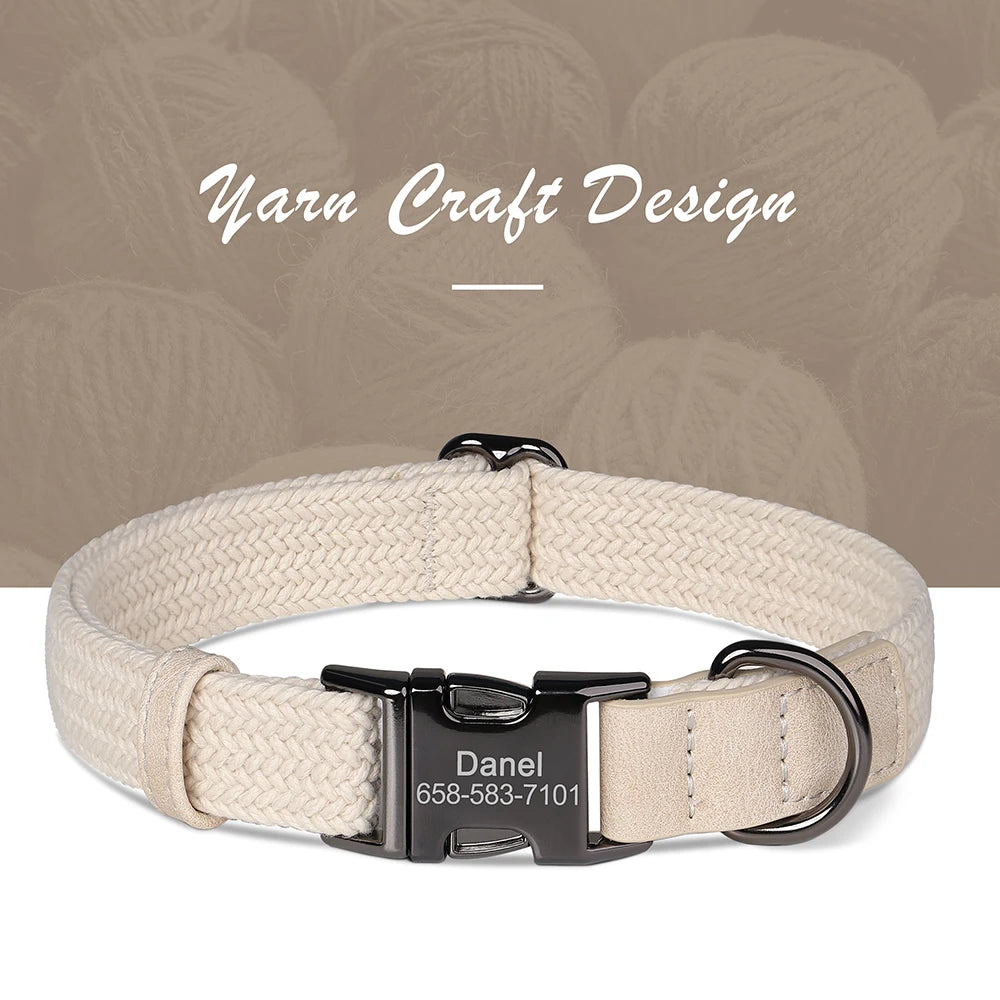 Custom Engraved Dog Collar | Personalized Name & Phone | Nylon | Sizes S–L