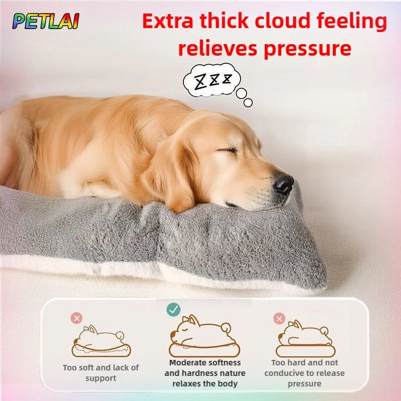 Double-Sided Dog Bed Mat | Warm & Breathable | Sizes S–L | Beige & Gray