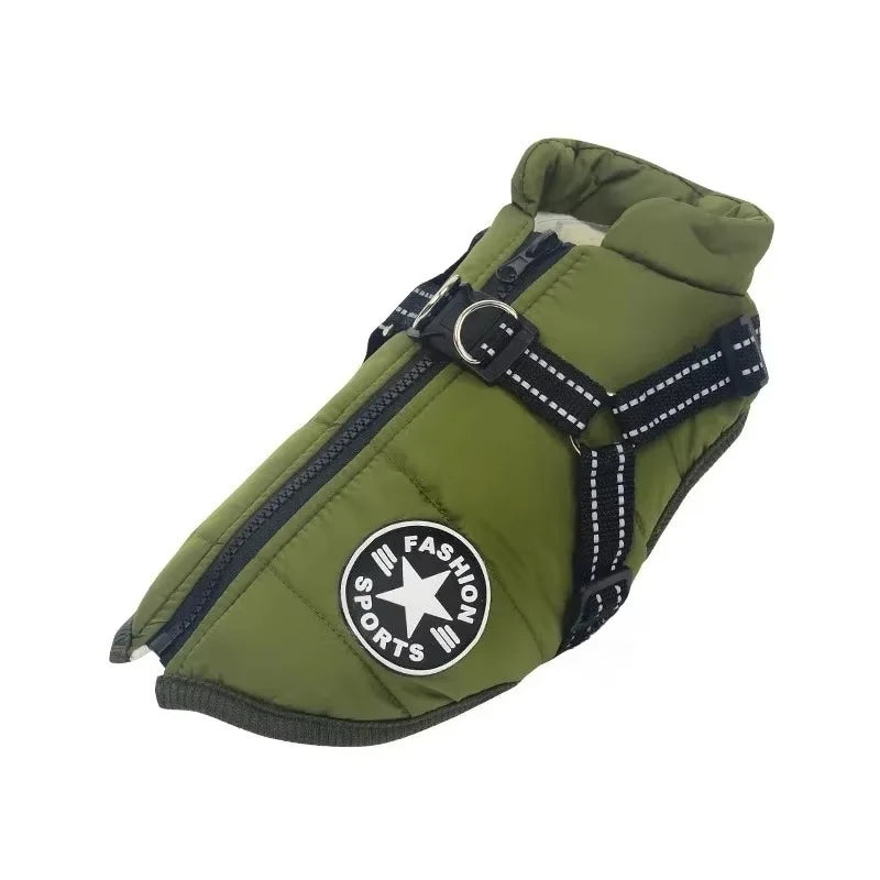 Waterproof Winter Dog Jacket With Built-In Harness | Sizes S–4XL