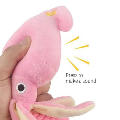 Squeaky Octopus Cotton Rope Dog & Cat Toy | Dental Chew | Interactive | Pink