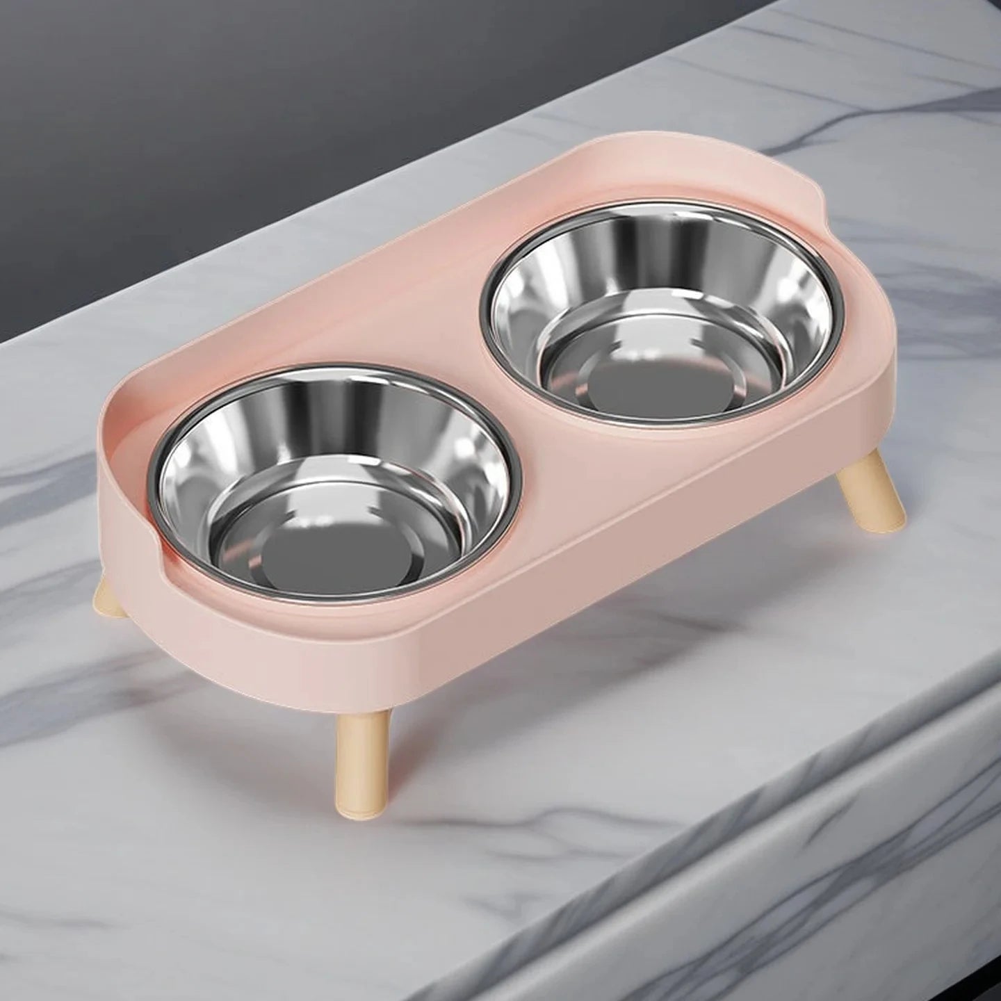 Elevated Dual Bowl Pet Feeder | Stainless Steel | Neck Support | 5 Colors