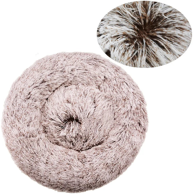 Round Plush Dog & Cat Bed | Non-Slip | Machine Washable | 6 Sizes
