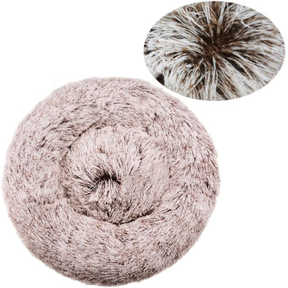 Round Plush Dog & Cat Bed | Non-Slip | Machine Washable | 6 Sizes