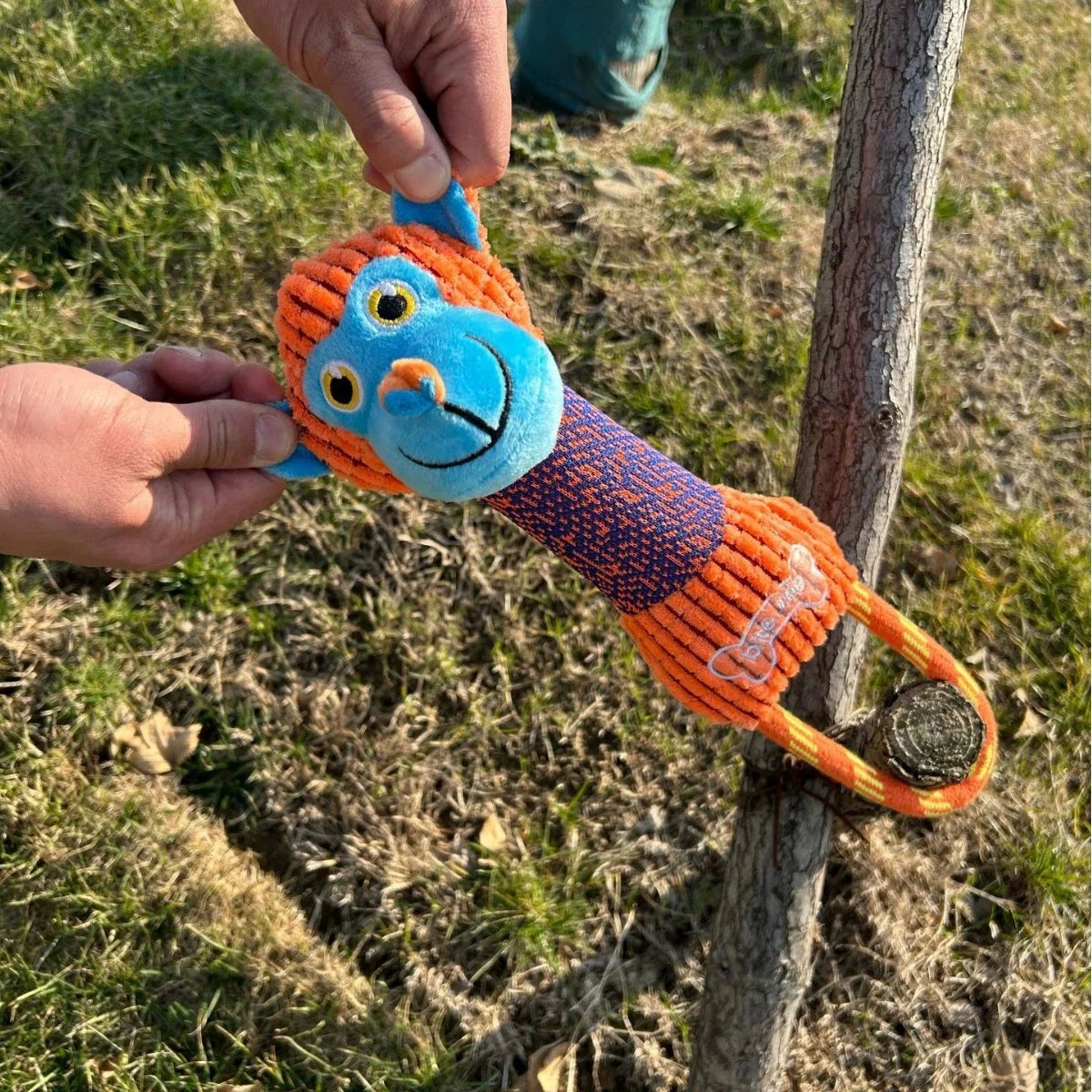 Squeaky Corduroy Animal Dog Toy | Bite-Resistant Plush | Frog, Hippo, Monkey & Elephant