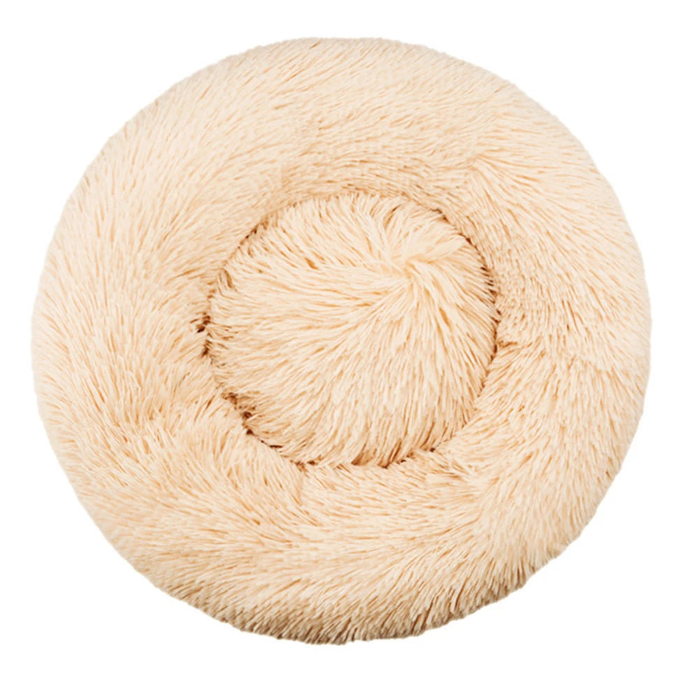 Round Plush Dog & Cat Bed | Non-Slip | Machine Washable | 6 Sizes