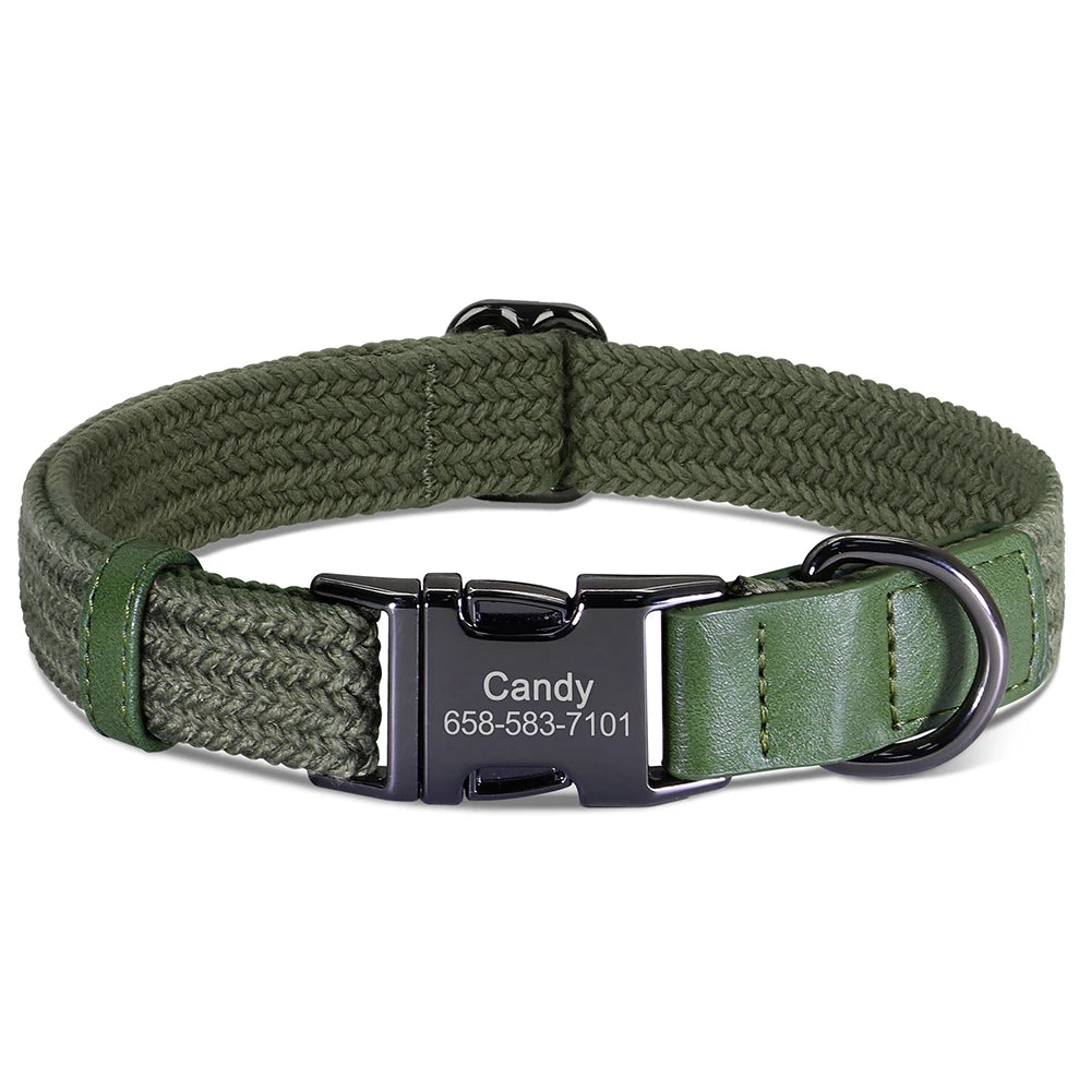 Custom Engraved Dog Collar | Personalized Name & Phone | Nylon | Sizes S–L