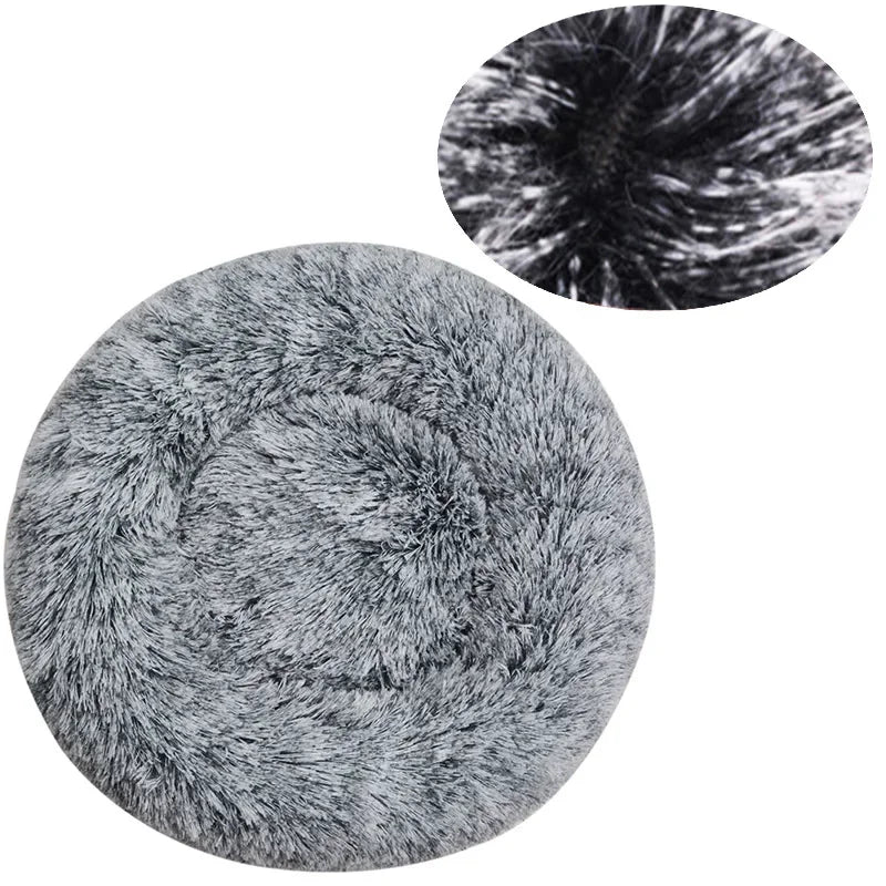 Round Plush Dog & Cat Bed | Non-Slip | Machine Washable | 6 Sizes
