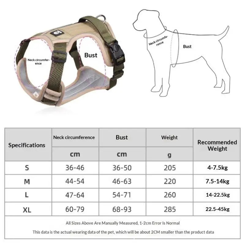 Reflective Tactical Dog Harness | Oxford Cloth | Medium & Large Dogs | Sizes S–XL