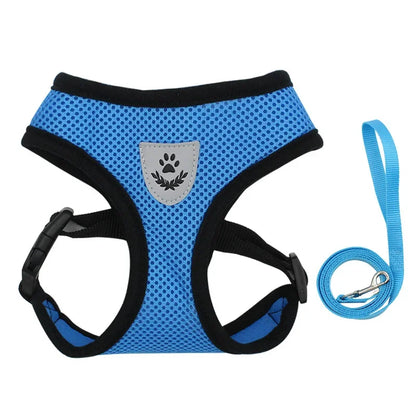 Breathable Mesh Small Dog & Cat Harness with Leash | Reflective | Sizes S–XL