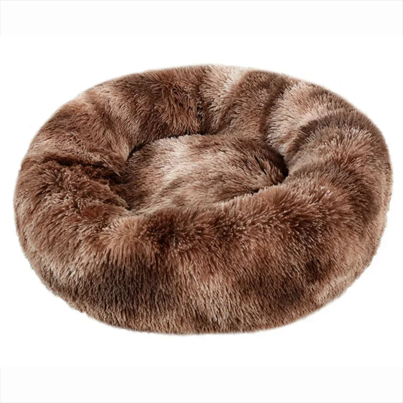 Round Plush Dog & Cat Bed | Non-Slip | Machine Washable | 6 Sizes