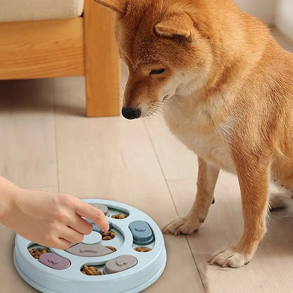Slow Feeder Dog Bowl | Interactive Puzzle Feeding Toy | Blue & Pink