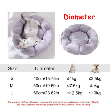 Round Plush Dog & Cat Bed | Non-Slip | Machine Washable | 6 Sizes
