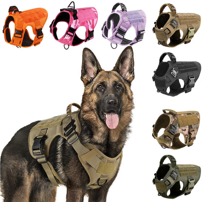 Military Tactical Dog Harness | 1050D Nylon | MOLLE | French Bulldog, Shepherd & More | S–XL