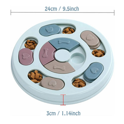 Slow Feeder Dog Bowl | Interactive Puzzle Feeding Toy | Blue & Pink