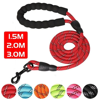 Reflective Dog Leash With Comfortable Padded Handle - Double Heavy Duty Traction Rope For Strong Dogs - Enhance Safety and Control