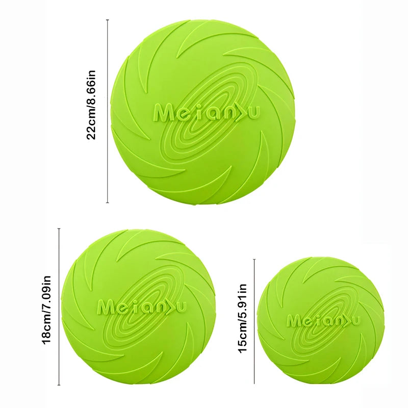 Silicone Flying Disc Dog Toy | Chew-Resistant TPR | 3 Sizes | 6 Colors