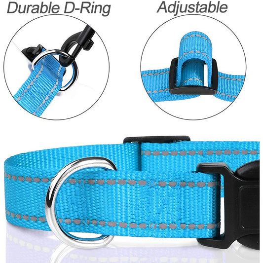 Nylon Dog Collar | Adjustable Buckle | Single or 2-Pack | Sizes XS–XL