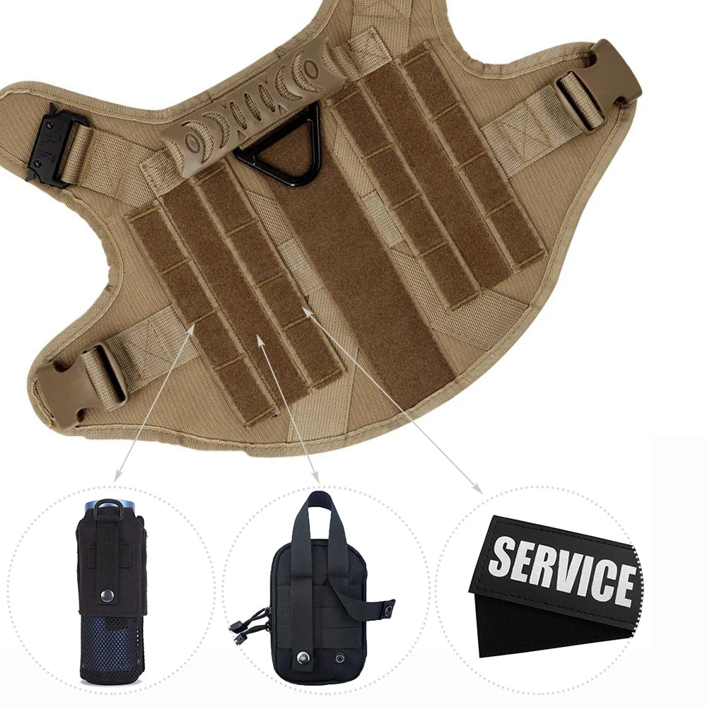 Military Tactical Dog Harness | 1050D Nylon | MOLLE | French Bulldog, Shepherd & More | S–XL