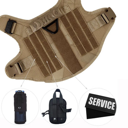 Military Tactical Dog Harness | 1050D Nylon | MOLLE | French Bulldog, Shepherd & More | S–XL
