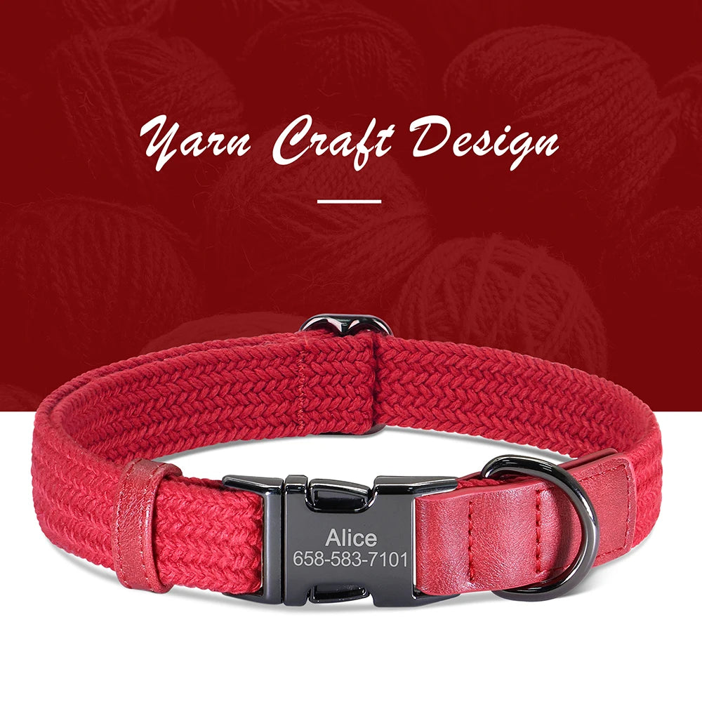 Custom Engraved Dog Collar | Personalized Name & Phone | Nylon | Sizes S–L