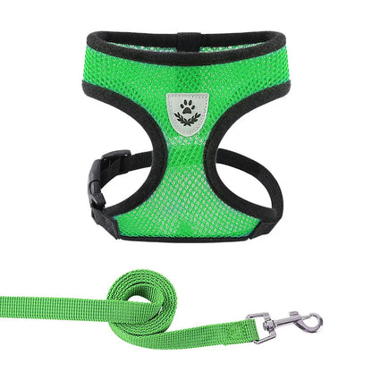Breathable Mesh Small Dog & Cat Harness with Leash | Reflective | Sizes S–XL