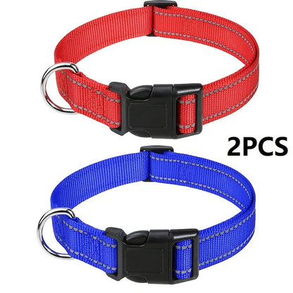 Nylon Dog Collar | Adjustable Buckle | Single or 2-Pack | Sizes XS–XL