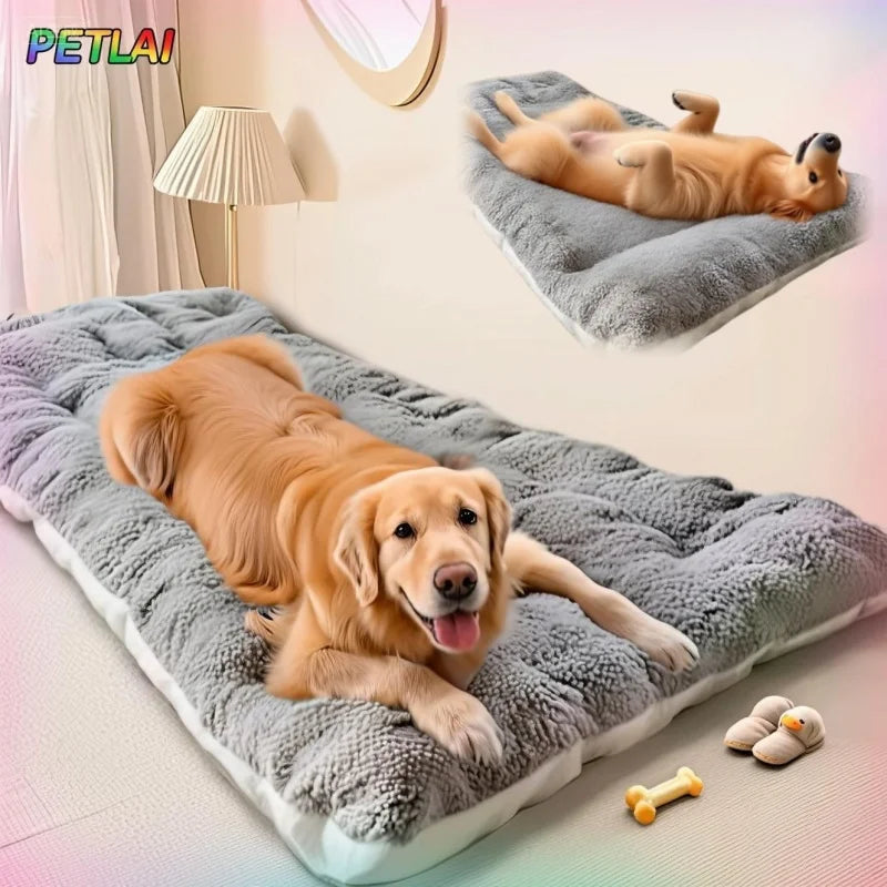 Double-Sided Dog Bed Mat | Warm & Breathable | Sizes S–L | Beige & Gray