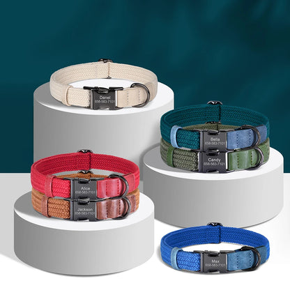 Custom Engraved Dog Collar | Personalized Name & Phone | Nylon | Sizes S–L