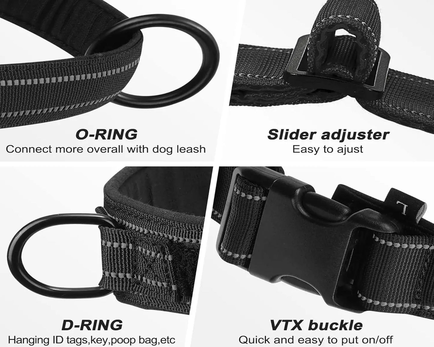 Tactical No-Pull Dog Harness | Heavy-Duty | Reflective | Large Breeds | Sizes S–XL