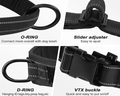 Tactical No-Pull Dog Harness | Heavy-Duty | Reflective | Large Breeds | Sizes S–XL