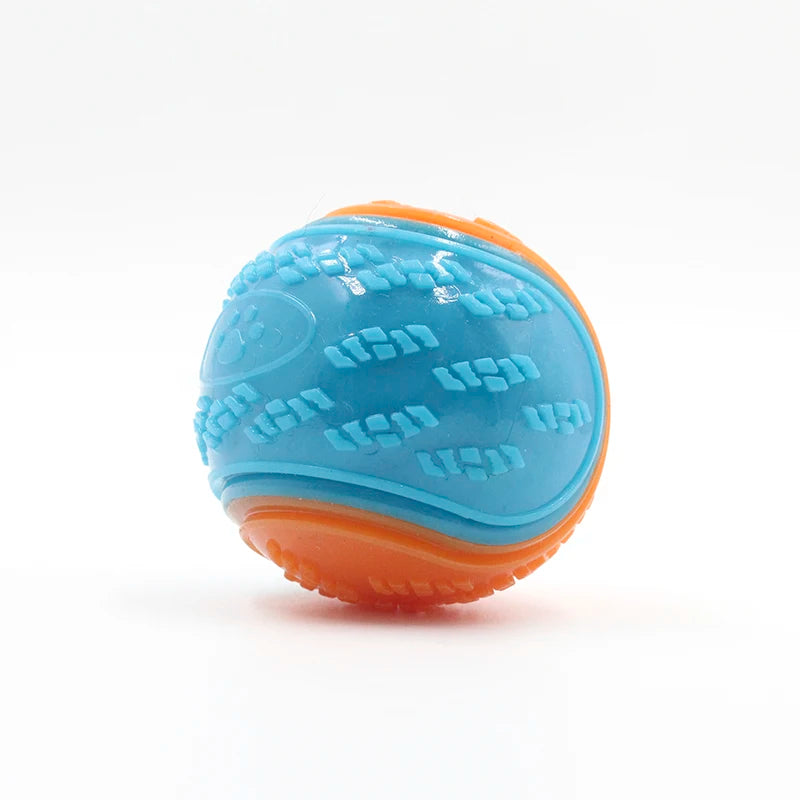 Squeaky TPR Dental Dog Ball | Bite-Resistant | Teeth Cleaning | Blue, Purple & Green