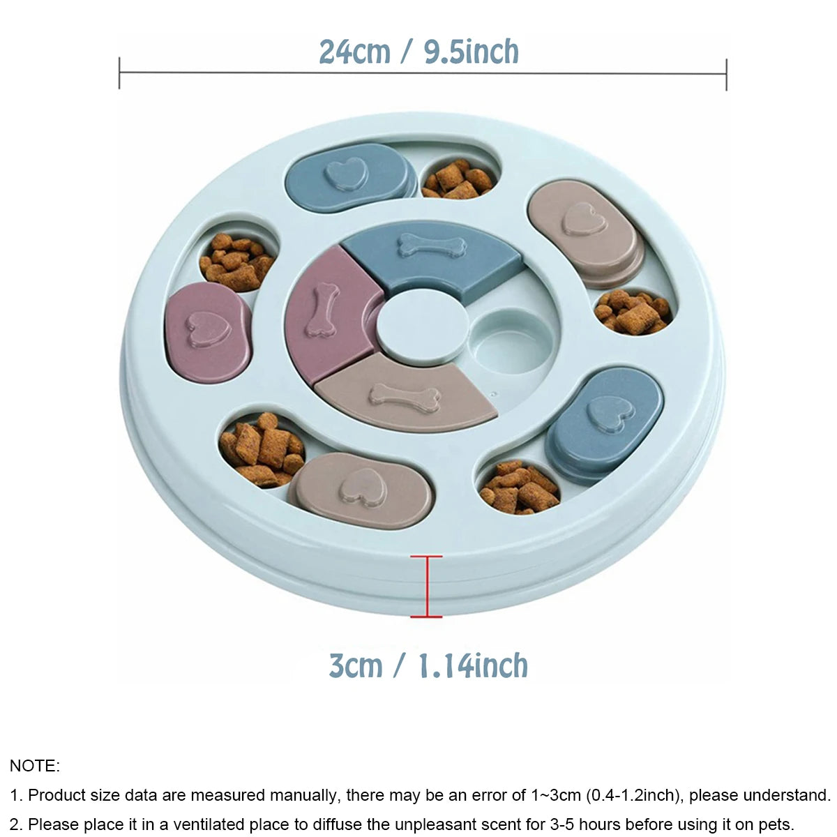 Slow Feeder Dog Bowl | Interactive Puzzle Feeding Toy | Blue & Pink