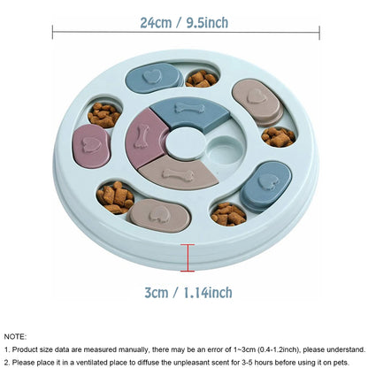 Slow Feeder Dog Bowl | Interactive Puzzle Feeding Toy | Blue & Pink