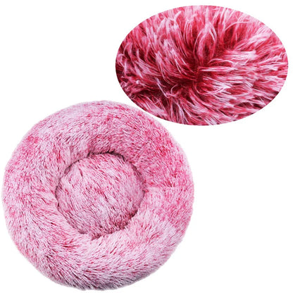 Round Plush Dog & Cat Bed | Non-Slip | Machine Washable | 6 Sizes