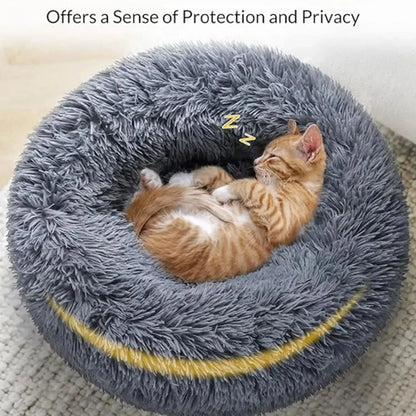 Round Plush Dog & Cat Bed | Non-Slip | Machine Washable | 6 Sizes