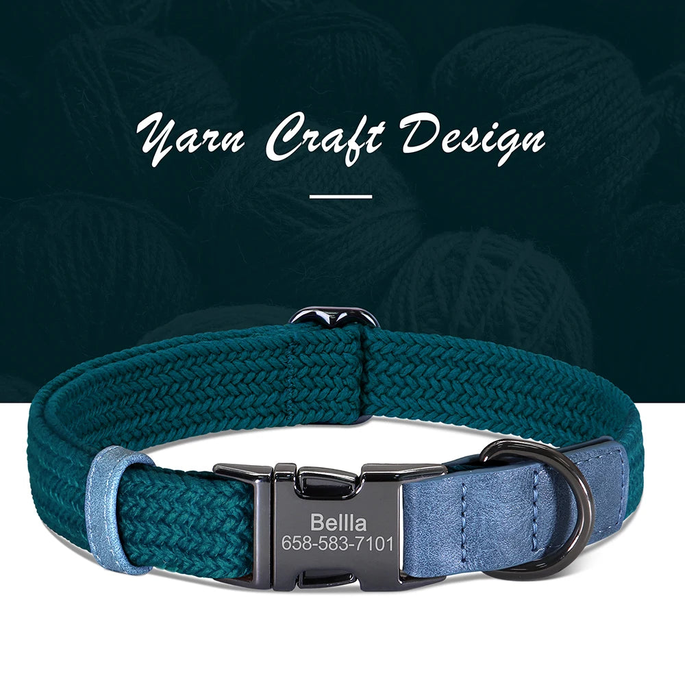 Custom Engraved Dog Collar | Personalized Name & Phone | Nylon | Sizes S–L