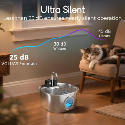 Smart Sensor Pet Water Fountain | 3L Stainless Steel | Wireless Rechargeable | Cat & Dog
