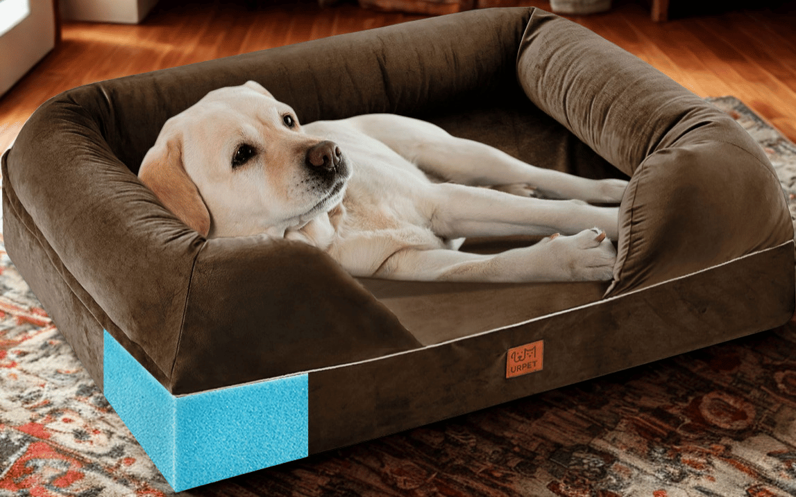 URPET Orthopedic Dog Sofa Bed – Shredded Memory Foam, Waterproof & Washable for Small Dogs