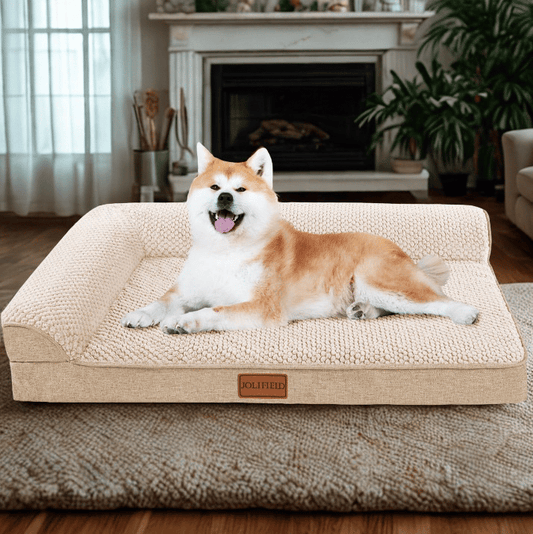 Jolifield Orthopedic L-Shaped Dog Sofa Bed – Egg Crate Foam, Waterproof & Washable