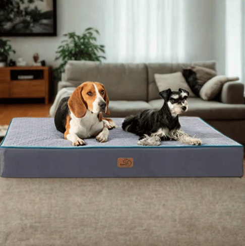 Bedsure Orthopedic Memory Foam Dog Bed – 2-Layer, Waterproof & Washable for Medium Dogs (Grey, 30x20")