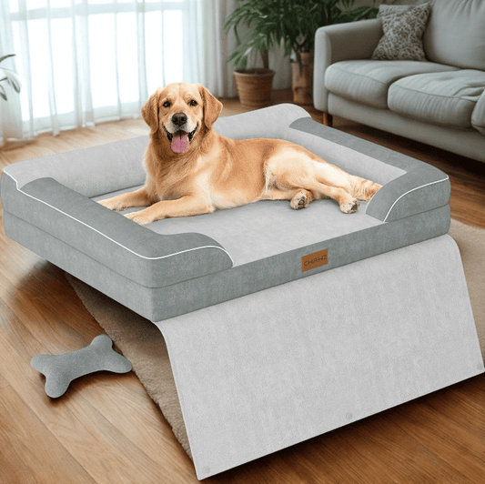 CWAWZ Orthopedic XL Dog Bed – Cooling Gel Foam, Dutch Velvet & Waterproof Cover