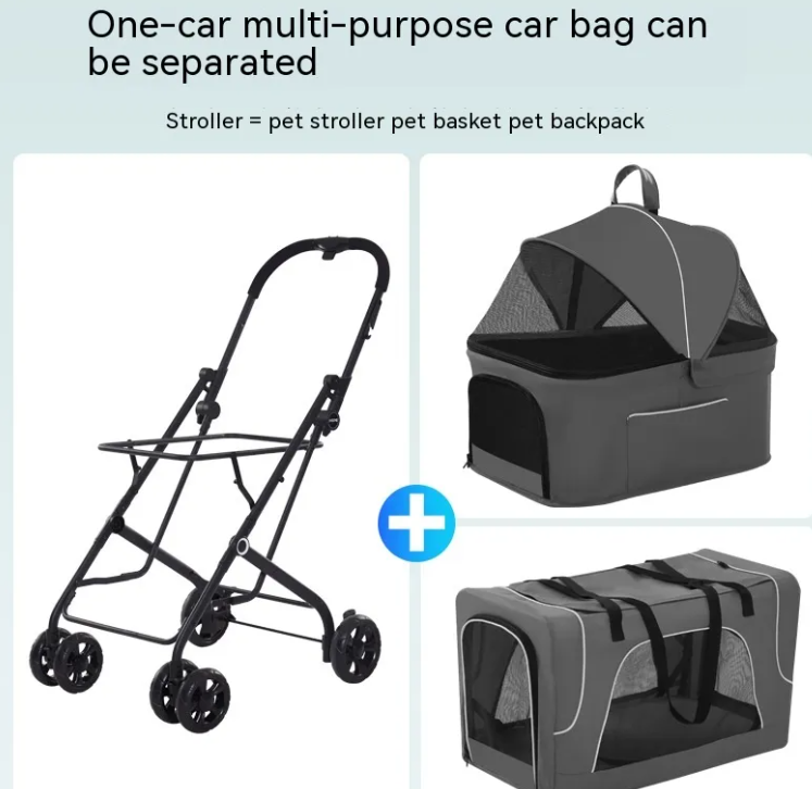 Lightweight Folding Pet Trolley | Cat & Small Dog Stroller, 2 Colors