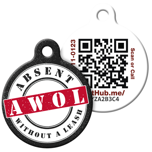 PetHub QR-Haustiermarke – Absent Without a Leash (AWOL)
