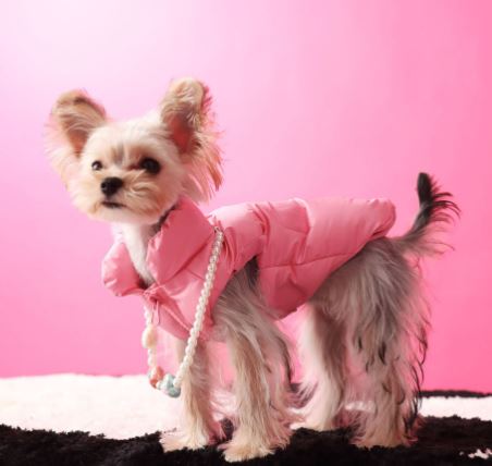 Dog Sleeveless Vest with Removable Fur Ball - Casual Pet Jacket in Pink