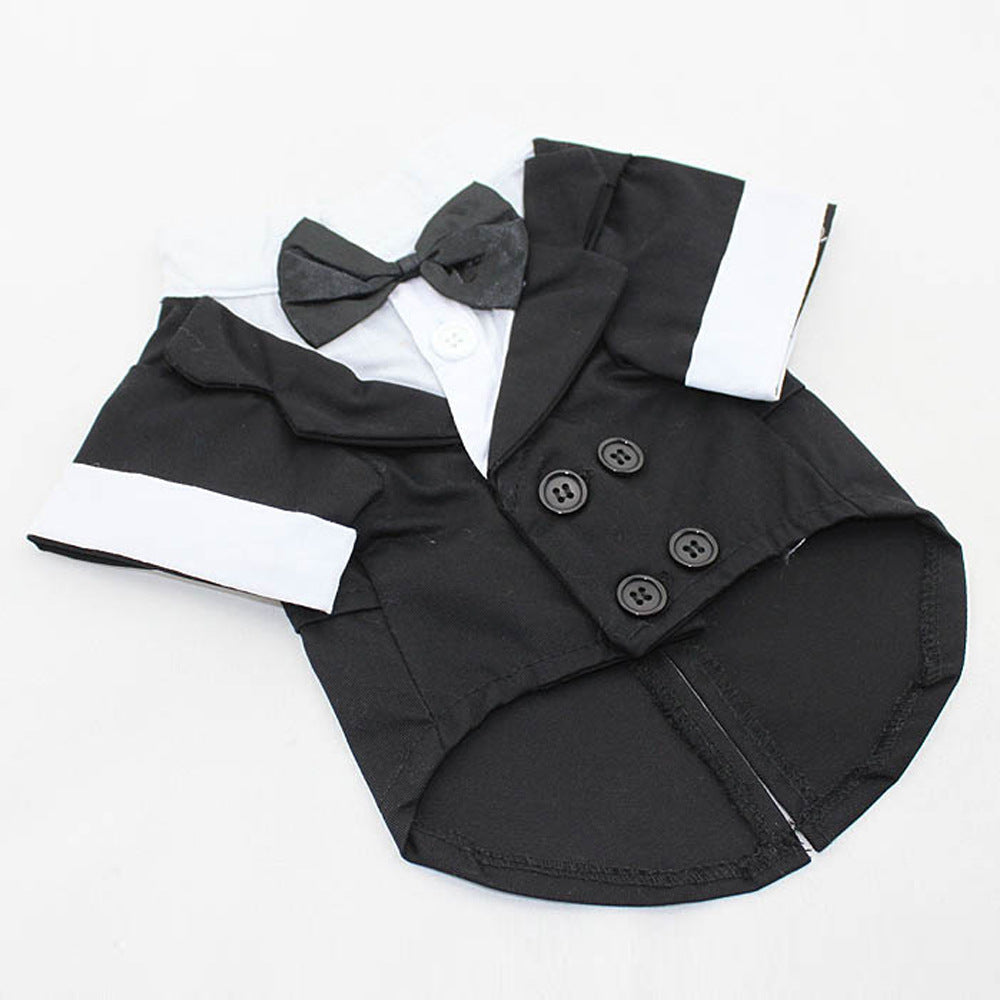 Puppy Gentleman Bow Tie Dress for Dogs - Black & Gray