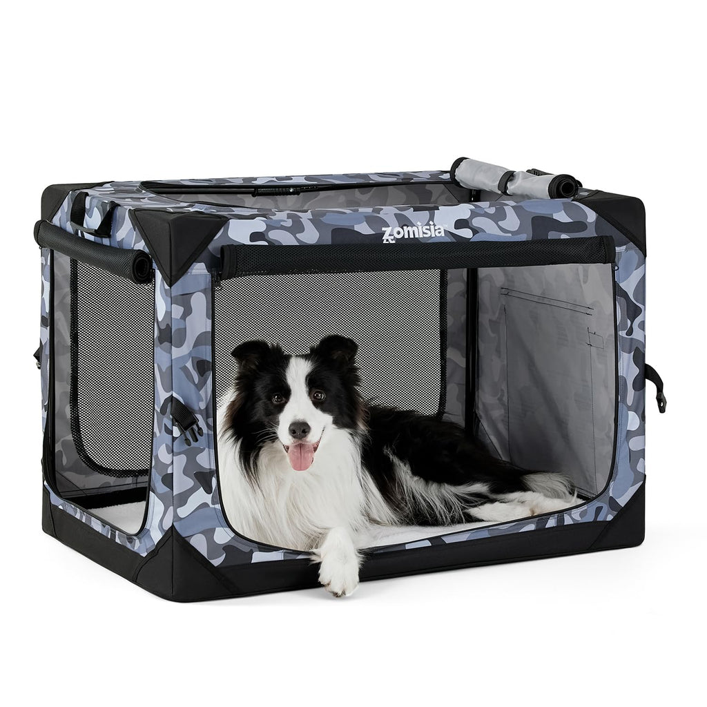 EZ-Fold Large Dog Travel Crate with Ventilated Mesh